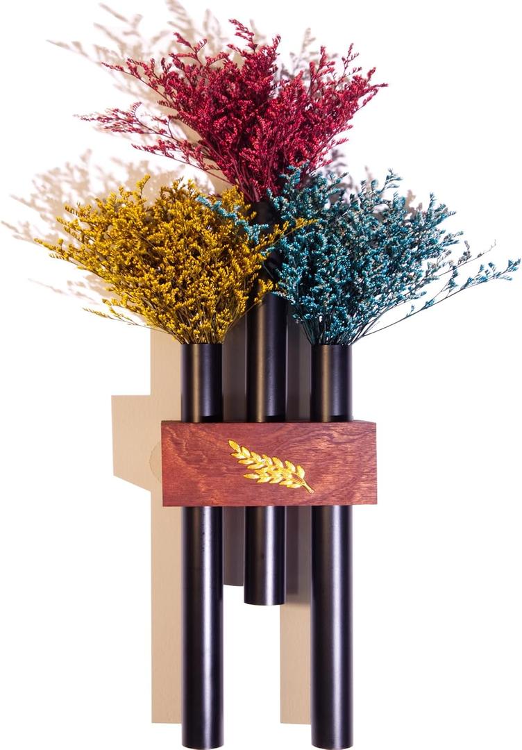 Meinvcisi Steel Wall Planter Hanging Vase for Dried Flowers and Faux Greenery Plants, Rustic Farmhouse Boho Minimalist Plant Wall Decor for Living Room Bedroom, 1 Pack, Black Brown