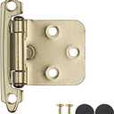 JQK 1/2 Inch Overlay Cabinet Door Hinges Gold, 10 Pack 5 Pairs Flush Face Mount Cupboard Self-Closing Kitchen Cabinet Hinges with Door Bumper, CH200-BG-P10 
