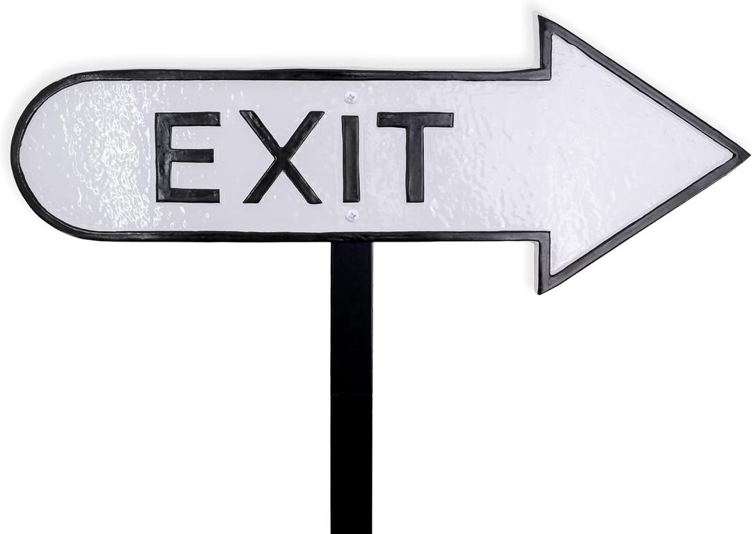 6" x 15.5" Right Arrow Exit Statement Plaque Sign with Lawn Stake - White/Black