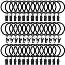 44pcs Curtain Rings with Clips Hooks 1.5 inch Rustproof Matte Metal Stainless Steel Drapery Rings for Tension Rod Bracket Eyelets Decorative Hangers, Vintage Black (1.5" Interior Diameter)
