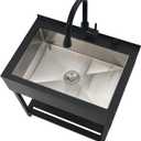 Black Stainless Steel Utility Sink, 30.7"x21.65" x35" Freestanding Sink with Faucet Large Laundry Utility Sinks 16 Gauge Single Bowl Commericial Sinks for Kitchen Laundry Room Outdoor Garage