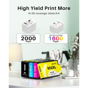 952XL Ink Cartridges Combo Pack Replacement Compatible for HP 952XL 952 XL Ink Cartridges to Use with HP OfficeJet Pro 8710 7740 8715 8720 7720 8210 8725 8740 8730 Printers (4 Packs, B/C/M/Y)