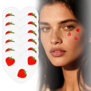 Boko 6Pcs Red Strawberry Speckles Temporary Tattoos, Waterproof and Long Lasting Makeup Patches, Face Strawberry Freckles for Festival Concert Summer Beach Pool Themed Party Beauty Face Makeup Boko 6Pcs Red Strawberry Speckles Temporary Tattoos, Waterproof and Long Lasting Makeup Patches, Face Strawberry Freckles for Festival Concert Summer Beach Pool Themed Party Beauty Face Makeup