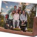 5x7 picture frames, Solid Rustic Wooden Photo Frames with Walnut Wood Base and High Definition Acrylic Glass Covers - for Tabletop or Desktop Display (5x7 inch, Horizontal)