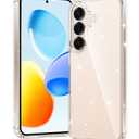 FNTCASE for Samsung Galaxy S25 Case: Military Grade Drop Protection Anti Yellowing Cell Phone Cover - Rugged Shockproof Protective Bumper Transparent Cases (Glitter)