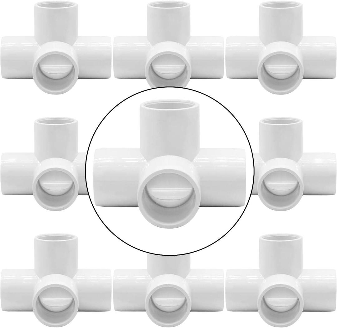 YSIL 3/ 4” PVC Fittings 4 Way Elbow Furniture Grade Connector for DIY PVC Structure and Frame, Fits 3/ 4" Sch 40 PVC Pipes(10 Pack)