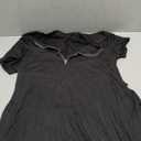 LYANER Women's V Neck Short Sleeve Dresses Zipper Front Ruffle Hem A Line Flare Mini Basic Dress