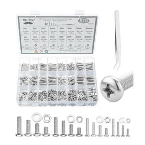 Mr. Pen- Nuts and Bolts Assortment Kit, 810 pcs, Stainless Steel M3 M4 M5 M6 Phillips Pan Head Assorted Nuts and Bolts, Machine Screw Assortment Kit with Clear Storage Box