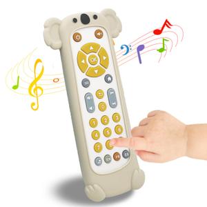 Baby TV Remote Control Toy with Cute Giraffe Soft Silicone Cover Teething, Realistic Baby Musical Remote Control Toy with Light  Sound (Koala)