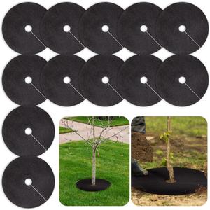 Pack 12 Non-Woven Tree Mulch Ring, 20.47 Inch Weed Barrier mat,Degradable Tree Mulch Used to inhibit Weed Growth and Landscape Weed Control Plant Root Protection