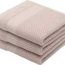 Mia'sDream Cotton Waffle Weave Hand Face Head Towel, Kitchen Tea Dish Washcloths, Soft Absorbent Bath Guest Gym, 13x28 Inch, 3 Pack (Pink)