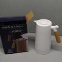 WOLFF - White Thermal Coffee Carafe  34oz / 1L Insulated Carafe - Food-Safe Plastic Exterior and Glass Liner, Wood-Style Handle  Keeps Drinks Hot or Cold, Leakproof Coffee and Tea Dispenser