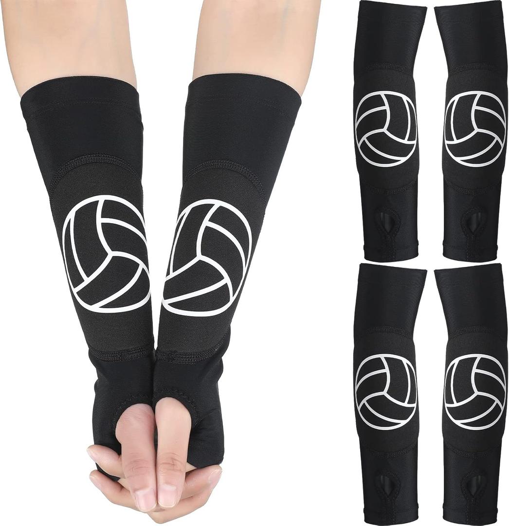 Minatee Volleyball Arm Sleeves Passing Hitting Forearm Sleeves with Protection Pads and Thumb Hole (12 Inch)