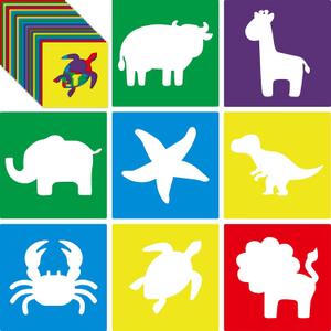 Epakh 24 Pieces Stencils for Kids 8 Inches Drawing Stencils Chalk Template Large Washable Geometric and Garden Themed Primary Shape Template for Kids Toddlers Preschooler(Animal Style)