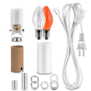 Ceramic Tree Lights - Night Light Rewire Kit with E12 Candelabra Base Socket Wiring Set and C7 Bulbs