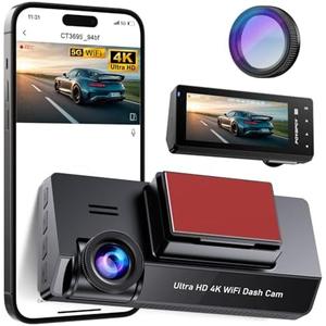 Dash Cam Front 4K Built-in 5GHz WiFi with CPL, Dash Camera for Cars with 64GB SD Card, App Control, 3.69" IPS Screen Dashcam with UHD 2160P, Night Vision, Loop Recording, Parking Mode, 170°Wide Angle