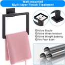 2 Pack Matte Black Towel Ring, Stainless Steel Hand Towel Holder, Modern Square Wall Mounted Bathroom Rack Hangers