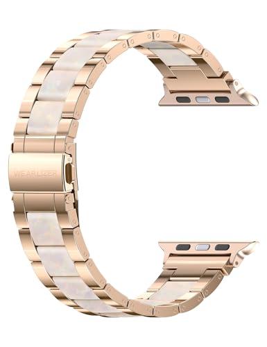 Wearlizer Metal Band Compatible with Apple Watch Bands for Women 40/38/41/42/44/45/46/49mm, Enamel Stainless Steel Strap for iWatch Series 11-1 SE/Ultra