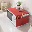 Christmas Microwave Dust Cover, Dust Cover Microwave Oven Cover Microwave Machine Protector Decorative Kitchen Appliance Cover for Christmas Decoration(Deep Red)