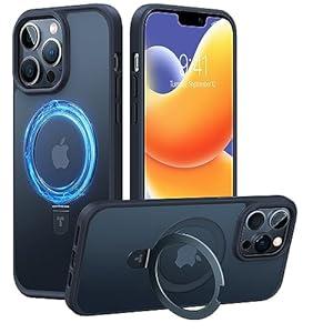 TORRAS Magnetic Shockproof for iPhone 13 Pro Case 6.1 inch, [Compatible with MagSafe] with Stand, [MIL-Grade Drop Protection] Translucent Back Protective Yet Slim iPhone 13 Pro Phone Case 2021, Black