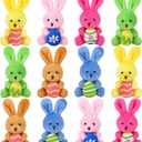 Fovths 12 Pack 4.7 Inch Easter Plush Bunnies Keychain Eggs Stuffed Bunny Set Plush Rabbit with Eggs Filler or Basket Filler Rabbit Keychain Set Easter Party Favors Gifts, Multi-Color