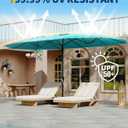 GarveeLife 15 ft Large Patio Umbrella with Base Included, Double-Sided Rectangle Umbrella Oversized Shade for 8-10 People, for Pool, Garden, Backyard