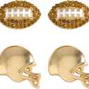 2Pcs Glitter Sports Earrings Stud For Women Rhinestone Baseball Football Basketball Rubby Earrings Funny Sports Fans Lover Gifts TOUCH Helmet Sport Ball Stud Jewelry