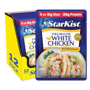 StarKist Premium White Chicken, 5 oz Pouch (Pack of 12), Best By 12/18/27