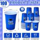 Ziliny 100 Pack Graduation Decorations 2026 16 oz Graduation Plastic Cups Congrats Grad Disposable Drinkware for Class of 2026 Grad Festivities Essential Graduate Party Favor Supplies (Blue)