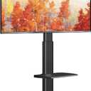 FITUEYES Floor TV Stand for Bedroom, Living Room, Tall Corner TV Stands for TVs 32 37 43 50 55 60 65 70 Inch Swivel TV Mount Stand with Height Adjustable Shelf Upgrade Sturdy Wood Base, Black