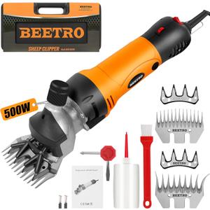 BEETRO 500W Electric Professional Sheep Shears, Animal Grooming Clippers for Sheep Alpacas Goats, 6 Speeds Heavy Duty Farm Livestock Haircut, with Extra Two Sets of Blades
