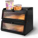 Pure Bamboo Bread Box, Roomy Bread Storage Container, Keeps Homemade Bread Fresh and soft, Easy to Assembly Breadbox for Kitchen Countertop (Black)