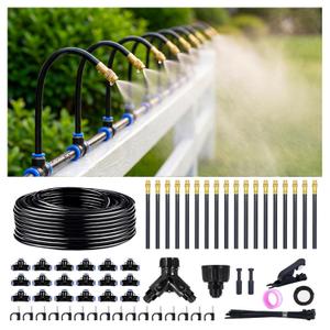 Thiswing 100FT 360 Adjustable Irrigation System for Garden 1/4" Tubing with 18 Nozzles, Automatic Watering Misting System, Sprinkler for Garden, Raised Bed, Lawn, Plants