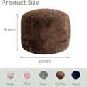 HIGOGOGO Pouf Stuffed Ottoman Round Modern Foam Filled Foot Rest Chair Decorative Poufs 26 x 18 Inches Fluffy Boho Comfy Stool for Living Room, Brown