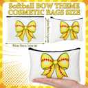 Tallew 20 Pcs Bow Softball Makeup Bags Bulk for Women Softball Party Favors Cosmetic Pouch Organizer with Zipper Travel Gifts for Team Lovers Cheerleading Senior Night Birthday Club Accessories