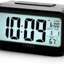 Timex Alarm Clock with Temperature Sensor and Large Display, Battery Operated for Bedroom Runs on 3 AAA Batteries