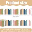 50 Ft Boho Bulletin Board Borders Scalloped Classroom Border Roll Stripe Polka Dot Border Trims Boho Colorful Bulletin Board Decorations for School Classroom Office Wall Chalkboard Decor