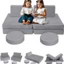 MeMoreCool Kids Modular Play Couch  Compact Foam Explorer Sofa for Toddlers, Grey | Fold-Out Fort Building Blocks, Washable Covers, Ideal for Small Spaces & Playrooms