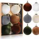 HyDren 6 Pcs Velvet Christmas Ball Ornaments 4 Inches Large Flocked Christmas Tree Hanging Ornaments Shatterproof Xmas Bulbs for Home Xmas Tree Party Decor(Multicolor)