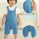 Hotfiary Baby Boy Summer Outfit Gauze Romper & T-Shirt Light Blue 12-18 Months (White)