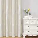 Estelar Textiler Cream Beige Room Darkening Curtains 102 Inches Long with Silver Palm Leaf and Wheat Pattern, Light Filtering Window Curtain Drapes for Bedroom and Living Room, 52Wx102L, 2 Drapes