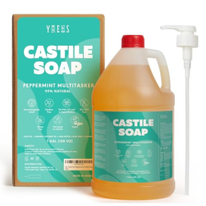 Skin Said Yes Peppermint Castile Soap, Made in Greece, No Palm Oil, Vegan, Organic Castile Soap Liquid - 1 Gallon Multipurpose - Perfect for Body, Bath, Home or Laundry, Professional Pump Included 2 Pack