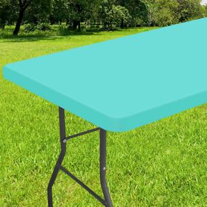 Smiry Rectangle Tablecloth, Elastic Fitted Flannel Backed Vinyl Tablecloths for 6ft Folding Tables, Waterproof Wipeable Table Covers for Indoor, Outdoor, Picnic and Camping (Teal, 36"x72")