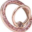 Magnetic Phone Ring for MagSafe Grip [Super Magnet] Gold Twinkle Design Ring Holder Stand, magsafe pop Socket (Rose Gold)