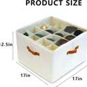 Shoe Organizer for Closet with Adjustable Dividers & Clear Cover - Fits up to 16 Pairs, Foldable Storage Box (Beige)