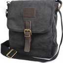 Canvas Messenger Bag Small Crossbody Bag Casual Travel Working Tools Bag Shoulder Bag Hold Phone Handset Anti Theft (Black)