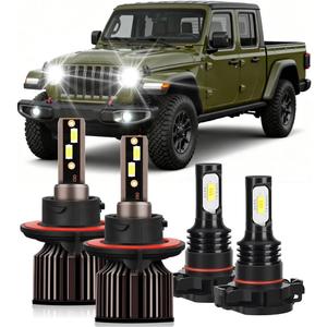 Fits For 2019-2024 Jeep Gladiator High Low Beam Fog Lights Bulbs Combo, 6000K White Plug-and-Play, 30000LM Super Bright Light Bulbs, With Cooling Fan, Pack of 4