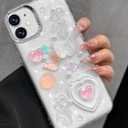 Toycamp for iPhone 11 Case Cute - Women Girly Girls Glitter Phone Cover 11 Kawaii Sparkle Bling Shine Aesthetic Pretty Unique Wave Design Funda for Apple 11, Pink Heart