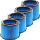 MZY LLC 4 Pack VF3500 Replacement Filter for Ridgid Wet Dry Vac VF3500, WD3050, WD4070, WD4080, WD4522, 4000RV, 4500RV filters 3-4.5 Gallon Vacuums