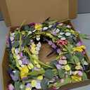 22 Inches Spring Wreaths for Front Door Spring Flower Wreaths Summer Door Wreath Colorful Wildflower Wreath with Daisy Lavender for Window Indoors Outdoor Decor